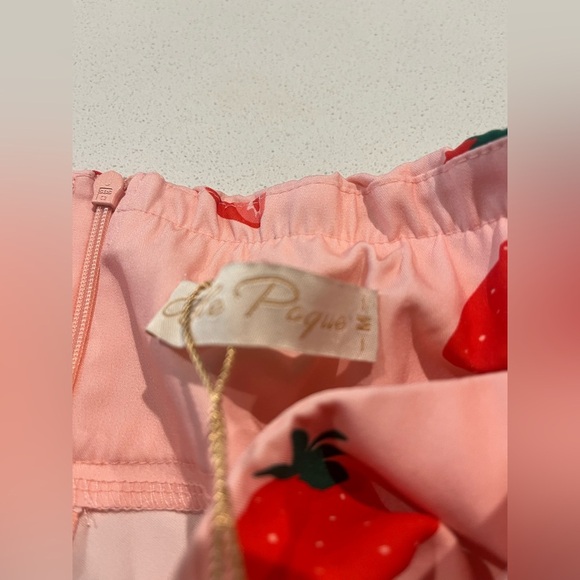 NEW Belle Poque Strawberry Print Tie Waist Skirt-Medium - Picture 5 of 10